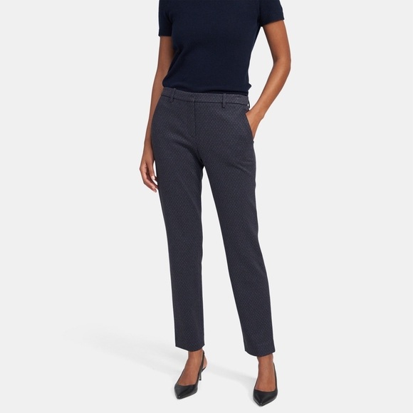 Theory Pants - Theory - Tailored Trouser in Stretch Knit - Charcoal Multi